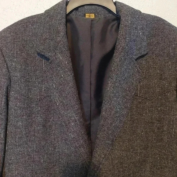 VTG PIONEER WEAR SPORTCOAT 48L WESTERN GREY Tweed W/Colored THREADS Wool Blend - Picture 3 of 14